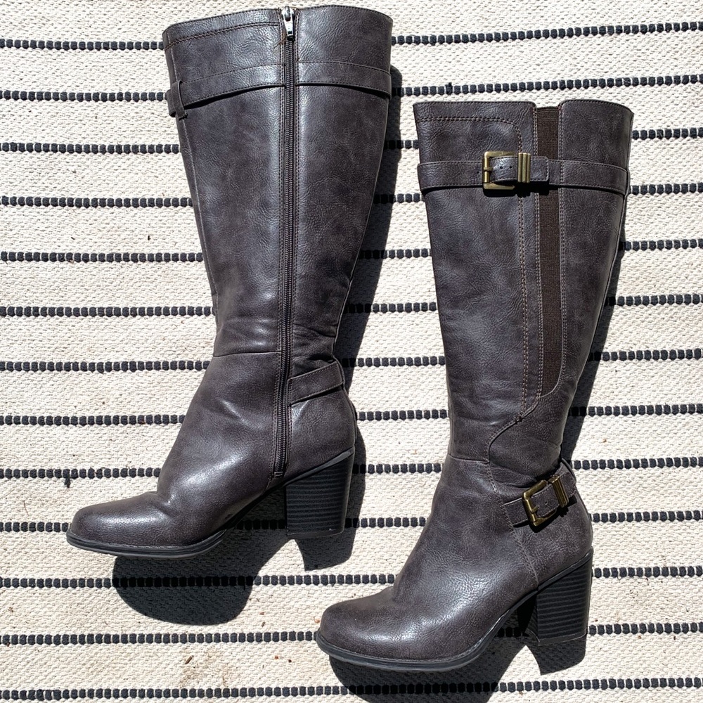 Naturalizer wide calf below the knee heeled boots